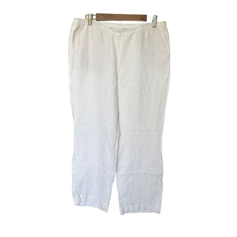 J. Jill Love Linen White Linen Pants Womens M Petite Coastal Beach Boho Vacation
